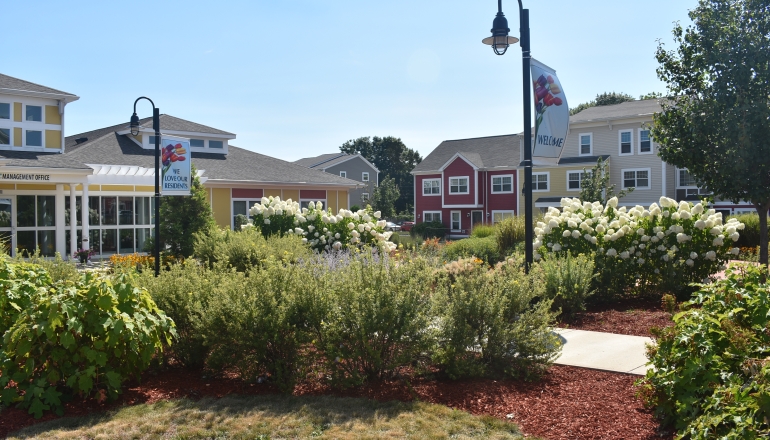 Temple Landing community building and garden