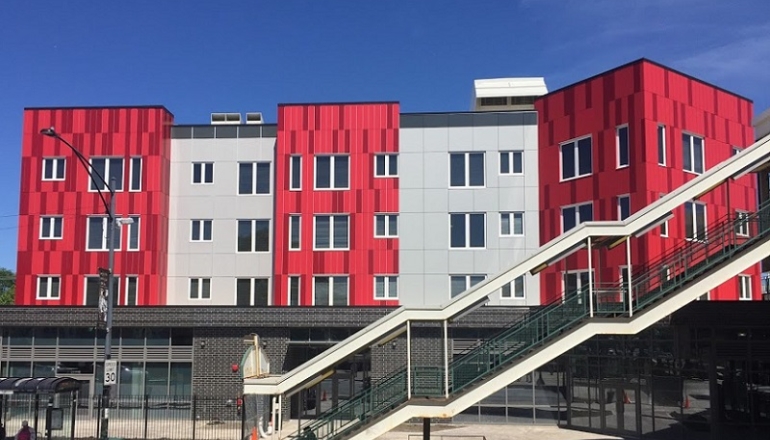 Exterior of Woodlawn Station and stairs