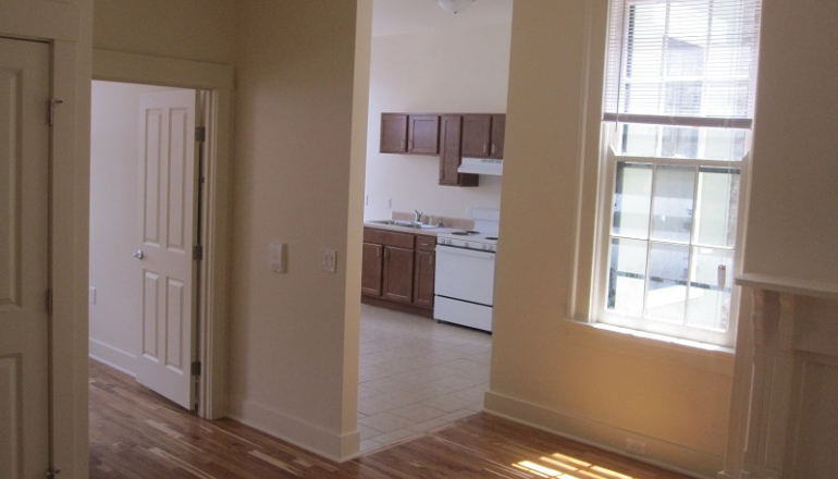Abigail Apartments living room and kitchen