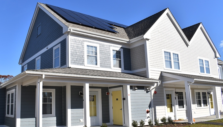 Exterior with solar panels
