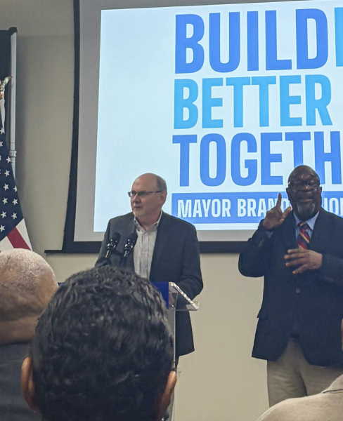 Bill Eager speaking at Press Conference