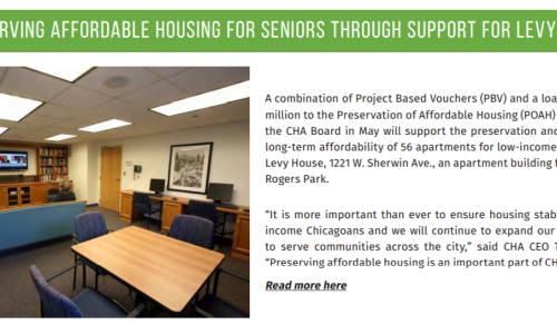 Levy House newsletter clip